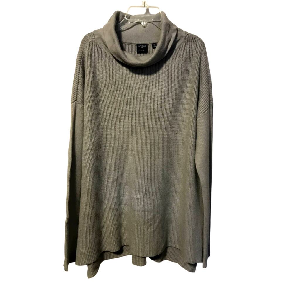 Devotion by Cyrus Gray Rib Knit Turtleneck Tunic Sweater Size XS